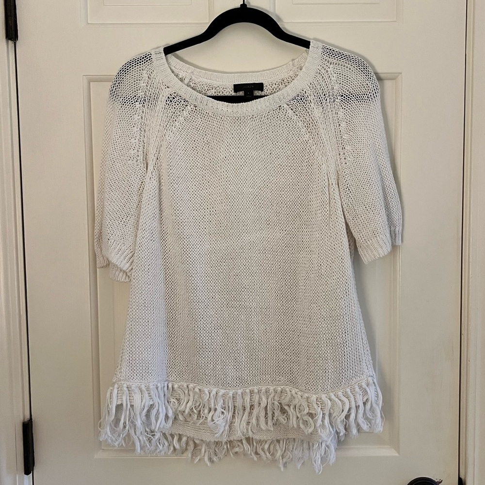 J.Crew high low white sweater size Large